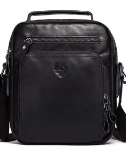 Genuine Leather Crossbody Sling Bag - Black