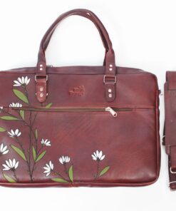 Genuine Leather Daisy Laptop Bag - Cherry 15 - 17" - 17 cm