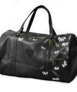 Genuine Leather Daisy Painting Duffel - XL - Midnight