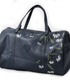 Genuine Leather Daisy Painting Duffel - XL - Navy