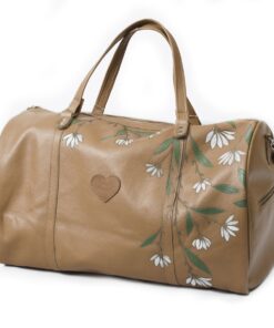 Genuine Leather Daisy Painting Duffel - XL - Pecan