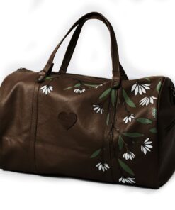 Genuine Leather Daisy Painting Duffel - XL - Saddle