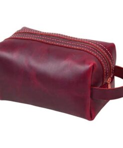 Genuine Leather Dopp Kit - Cherry