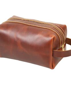 Genuine Leather Dopp Kit - Pecan