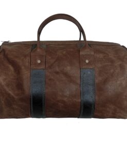 Genuine Leather Duffel Bag - Cabin - Two Tone - Navy & Chocolate
