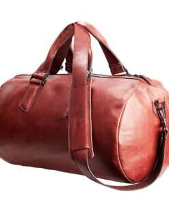 Genuine Leather Duffel Bag - Cherry