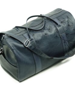Genuine Leather Duffel bag - Daisy Illustrated - Navy
