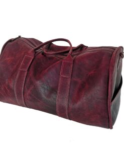 Genuine Leather Duffel Bag - Mini - Cherry