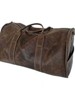 Genuine Leather Duffel Bag - Mini - Chocolate