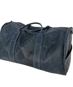 Genuine Leather Duffel Bag - Mini - Navy