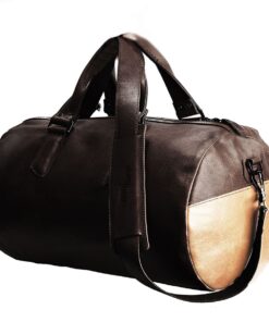 Genuine Leather Duffel Bag - Two Tone - Midnight