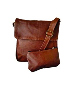 Genuine Leather Gift Set Mini Pascal With Pouch Dark Brown