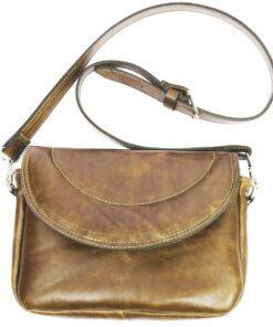 Genuine Leather Handbag - Scallop Back - Butterscotch