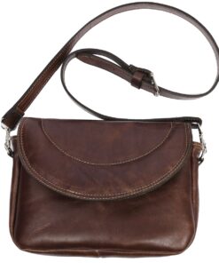 Genuine Leather Handbag - Scallop Back - Espresso
