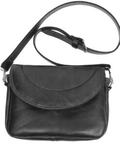 Genuine Leather Handbag - Scallop Back - Raven Black