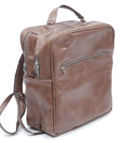 Genuine Leather Laptop Backpack - Up to 15" - Latte Brown