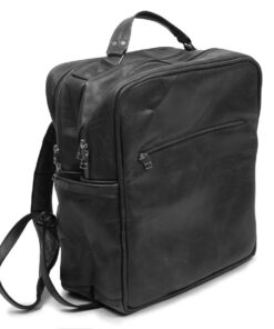Genuine Leather Laptop Backpack - Up to 15" - Raven Black
