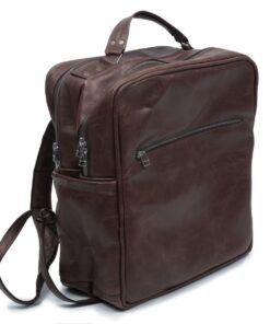 Genuine Leather Laptop Backpack - Up to 15" - Saddle Brown