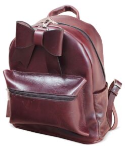 Genuine Leather laptop backpack with bow - Cherry - 11-14"