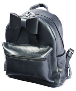 Genuine Leather laptop backpack with bow - Navy  - 11-14"
