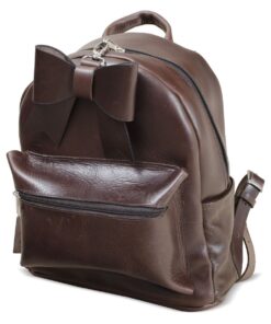 Genuine Leather laptop backpack with bow - Saddle - 11-14"