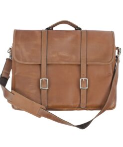 Genuine Leather Laptop Bag - Buckled look - toffee 11" - 14" - 13 cm