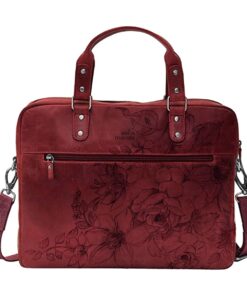 Genuine Leather Laptop Bag - Floral | 11" - 13" - Cherry