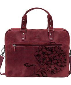 Genuine Leather Laptop Bag - Hydrangea | 11" - 13" - Cherry