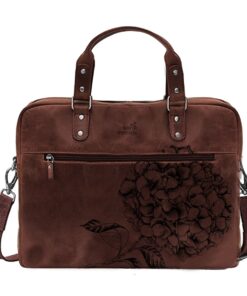 Genuine Leather Laptop Bag - Hydrangea | 11" - 13" - Saddle
