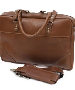 Genuine Leather Laptop Bag - Oribi - Tan 17" - L
