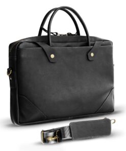 Genuine Leather Laptop Bag - Premium - Midnight Black 11-14" - M