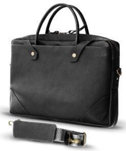 Genuine Leather Laptop Bag - Premium - Midnight Black 14-17" - L