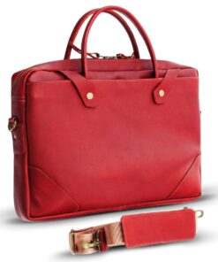 Genuine Leather Laptop Bag - Premium - Racing Red 11-14" - M