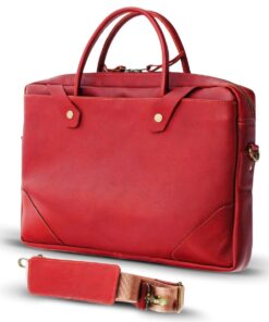 Genuine Leather Laptop Bag - Premium - Racing Red 14-17" - L