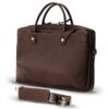 Genuine Leather Laptop Bag - Premium - Saddle Brown 14-17" - L