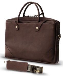 Genuine Leather Laptop Bag - Premium - Saddle Brown 14-17" - L