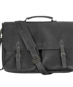 Genuine leather Laptop bag Satchel - Raven Black 11-14" - M