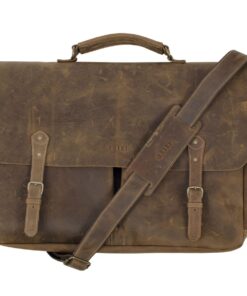 Genuine leather Laptop bag Satchel - Rustic Saddle 11-14" - M