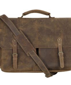 Genuine leather Laptop bag Satchel - Rustic Saddle 14-17.5" - L