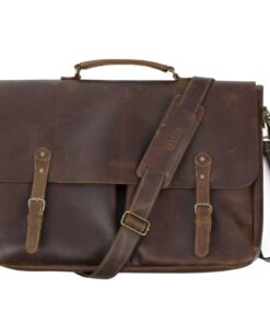 Genuine leather Laptop bag Satchel - Saddle 14-17.5" - L