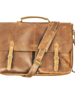 Genuine leather Laptop bag Satchel - Whiskey 14-17.5" - L