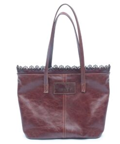 Genuine Leather Large Top Tote - Large - Cherry