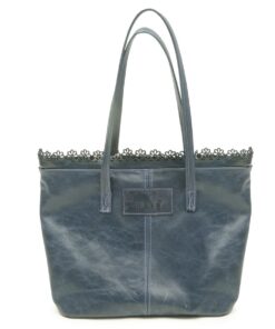 Genuine Leather Large Top Tote - Large - Denim