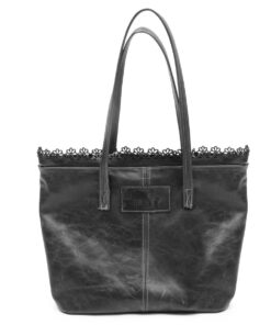 Genuine Leather Large Top Tote - Large - Raven