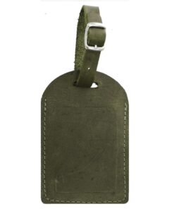 Genuine Leather Luggage Tag - Olive