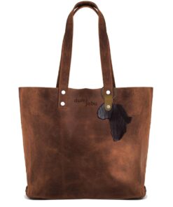Genuine leather Medium Shopping bag with Africa keyring - Saddle