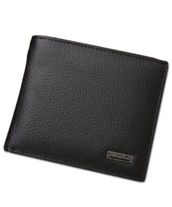 Genuine Leather Men's Wallet With Coin Pocket - Black