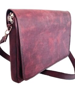 Genuine Leather Messenger Laptop Bag 11 - 13" - Cherry