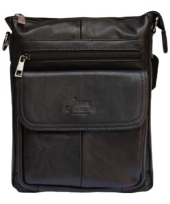 Genuine Leather Messenger/Shoulder Bag - Black
