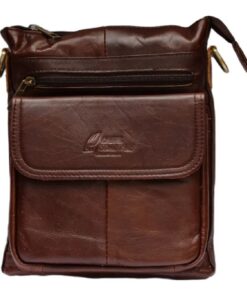Genuine Leather Messenger/Shoulder Bag - Brown
